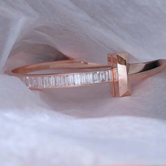 WIDE HINGED BANGLE PINK GOLD WITH BAGUETTE DIAMONDS