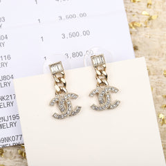 DOUBLE C GOLD DIAMONDS DROP EARRINGS