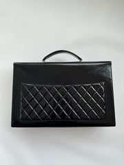 CHANEL 25S TOP HANDLE BAG 36 CM IN BLACK LAMBSKIN WITH GOLD HARDWARE