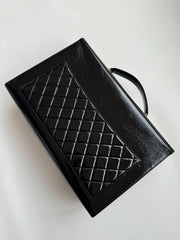 CHANEL 25S TOP HANDLE BAG 36 CM IN BLACK LAMBSKIN WITH GOLD HARDWARE