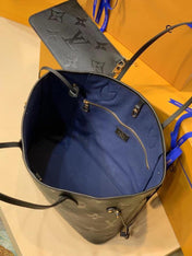 NEVERFULL MM 32 BLACK EMBOSSED COWHIDE LEATHER