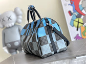 KEEPALL 50 BANDOULIERE BLUE DAMIER GRAPHITE