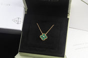 CLOVER PEDANT MALACHITE GOLD NECKLACE