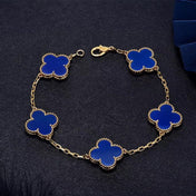 CLOVER BRACELET 5 MOTIFS BLUE AGATE