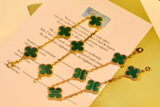 CLOVER MALACHITE BRACELET 5 MOTIFS