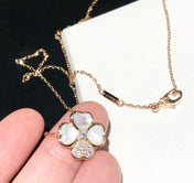CLOVER MOP DIAMOND PINK GOLD NECKLACE