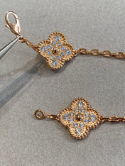 CLOVER 5 MOTIFS PINK GOLD DIAMOND BRACELET