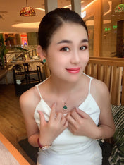 CLOVER MEDIUM MALACHITE PINK GODL EARRINGS