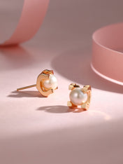 AKOYA PEARLS 6MM PINK GOLD STUD EARRINGS