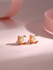 AKOYA PEARLS 6MM PINK GOLD STUD EARRINGS