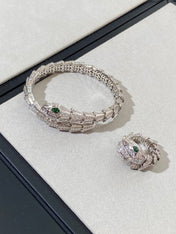 SERPENT MALACHITE SILVER DIAMOND PAVED BRACELET