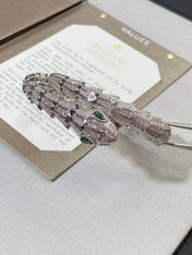 SERPENT MALACHITE SILVER DIAMOND PAVED BRACELET