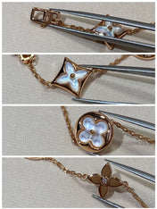 STAR AND SUN 5 MOTIF MOP PINK GOLD BRACELET