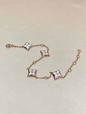 STAR 4 MOTIF MOP DIAMOND PINK GOLD BRACELET