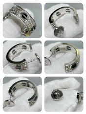 LOVE CERAMIC DIAMOND PAVED SILVER EARRINGS