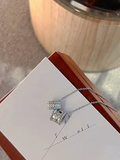 PERLEE DOUBLE PENDANT SILVER DIAMOND NECKLACE