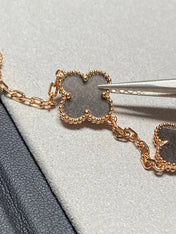 CLOVER 5 MOTIF GREY MOP PINK GOLD BRACELET