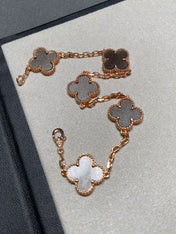 CLOVER 5 MOTIF GREY MOP PINK GOLD BRACELET