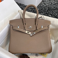 HM BIRKIN 25CM BROWN TOGO LEATHER SILVER HARDWARE
