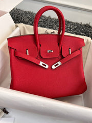HM BIRKIN 25CM RED TOGO LEATHER SILVER HARDWARE