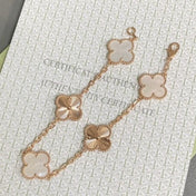 CLOVER BRACELET 5 MOTIF WHITE MOP PINK GOLD