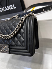 BOY BAG MEDIUM 25 BLACK CAVIAR RUTHENIUM HARDWARE