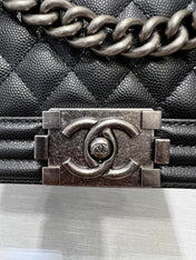 BOY BAG MEDIUM 25 BLACK CAVIAR RUTHENIUM HARDWARE