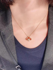 FLEUR DE LIS PINK GOLD DIAMOND NECKLACE