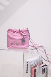 CC HOBO BAG 22 PINK LAMBSKIN SILVER HARDWARE 20CM
