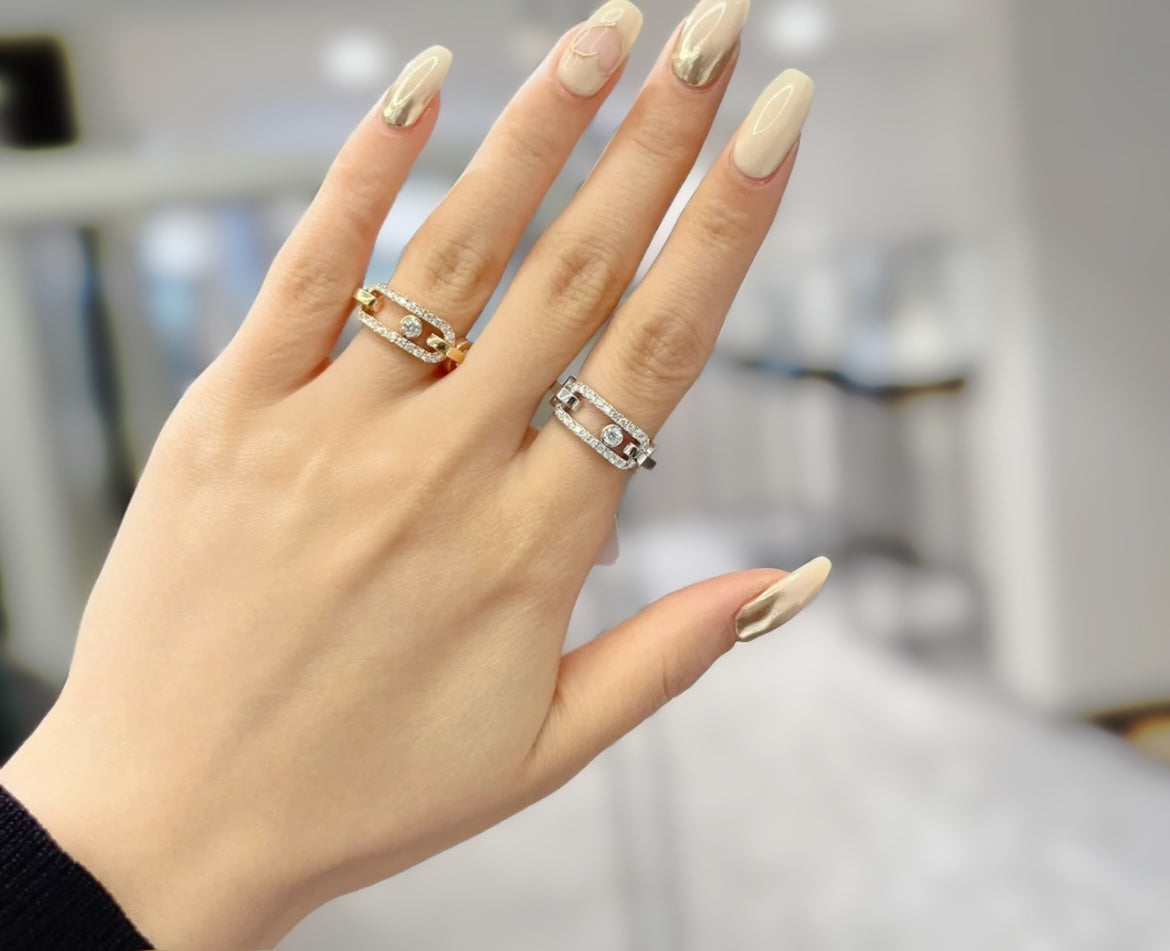 MOVE LINK DIAMOND PAVED RING