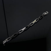 LV MONOGRAM DIAMOND BLACK SILVER BRACELET