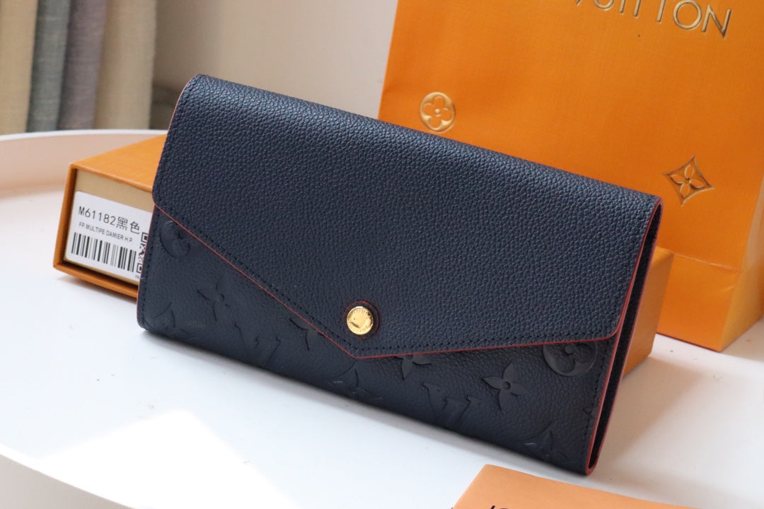 LV SARAH WALLET MONOGRAM EMPREINTE LEATHER 19CM DARK BLUE RED