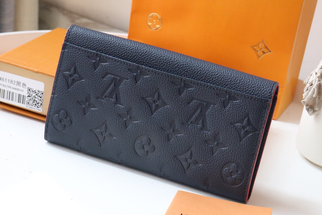 LV SARAH WALLET MONOGRAM EMPREINTE LEATHER 19CM DARK BLUE RED