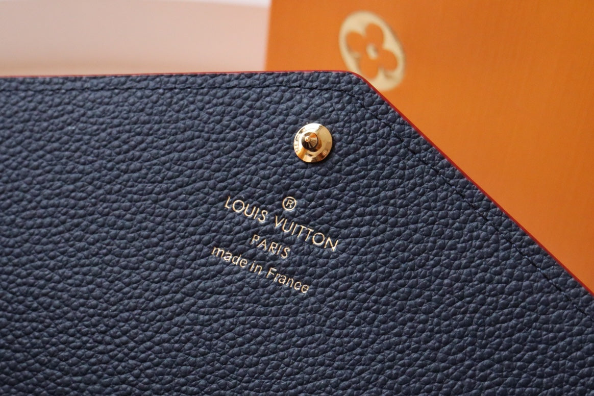LV SARAH WALLET MONOGRAM EMPREINTE LEATHER 19CM DARK BLUE RED