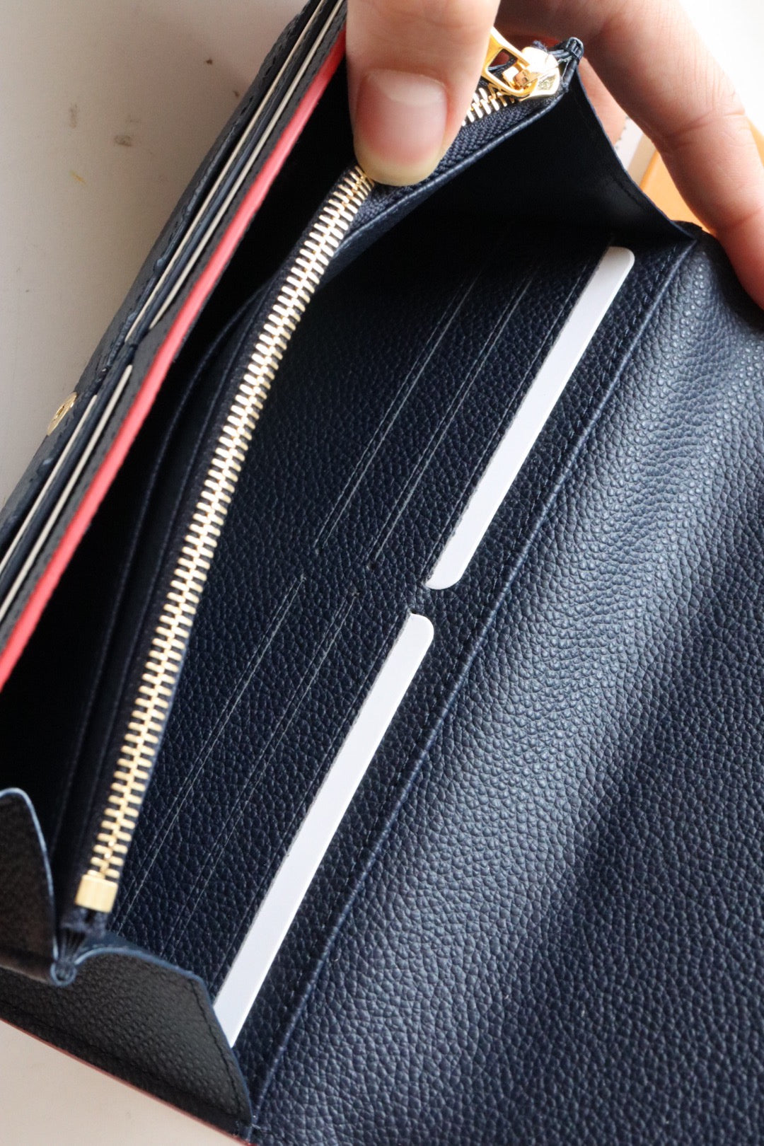 LV SARAH WALLET MONOGRAM EMPREINTE LEATHER 19CM DARK BLUE RED