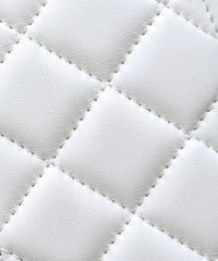 MINI RECTANGLE FLAP BAG TOP HANDLE 20CM WHITE LAMBSKIN SILVER HARDWARE