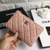 CC CLASSIC SMALL ZIPPED POUCH 15 PALE PINK CALFSKIN GOLD ICON