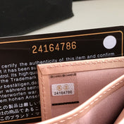 CC FLAP CARD HOLDER 11.5 PALE PINK GRAINED CALFSKIN GOLD ICON