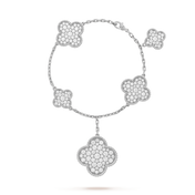 CLOVER 5 MOTIFS BIG SILVER DIAMOND BRACELET