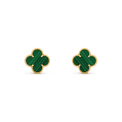 CLOVER MEDIUM MALACHITE PINK GODL EARRINGS