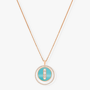 LUCKY MOVE 3 DIAMONDS TURQUOISE PINK GOLD DIAMOND NECKLACE