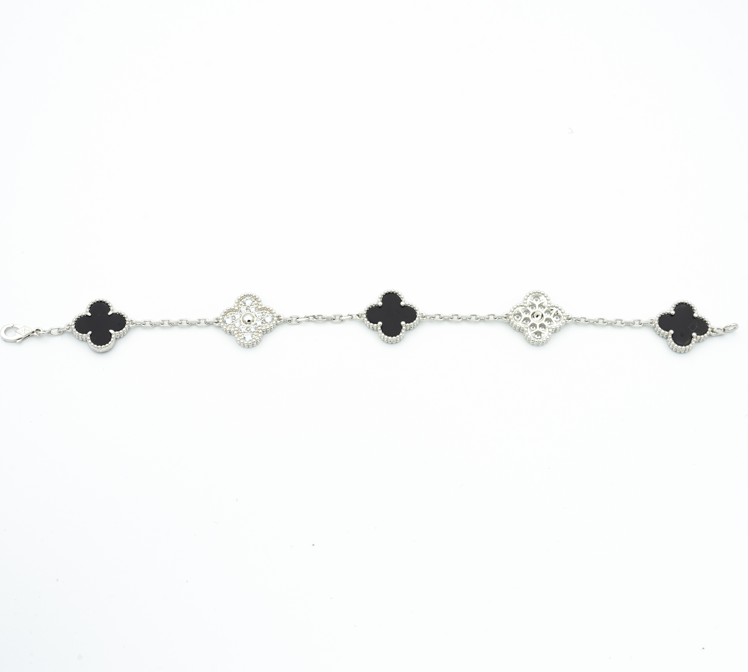 CLOVER BRACELET 5 MOTIF ONYXS DIAMOND