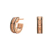 ZERO 1 ROCK PINK GOLD EARRINGS WITH STUDDED SPIRAL AND BLACK CERAMIC