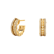 ZERO 1 ROCK GOLD EARRINGS WITH STUDDED SPIRAL AND PAVED DIAMONDS
