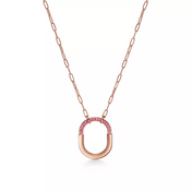 LOCK MEDIUM PENDANT PINK DIAMOND PINK GOLD NECKLACE