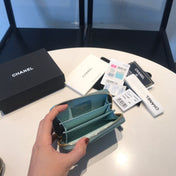 CC ZIPPED COIN BASIC PURSE 11 TEAL CALFSKIN GOLD ICON