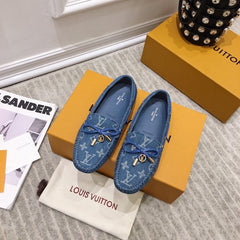 LV WOMEN'S DRIVER MOCCASIN IN BLUE MONOGRAM DENIM