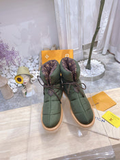 PILLOW COMFORT ANKLE BOOTS IN ARMY GREEN NYLON