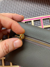 HM Kelly Pocket 13.5 Dark Grey Epsom Ghw