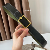 OSCAR BELT BUCKLE & REVERSIBLE OLIVE GREEN LEATHER STRAP 38MM GOLD HARDWARE